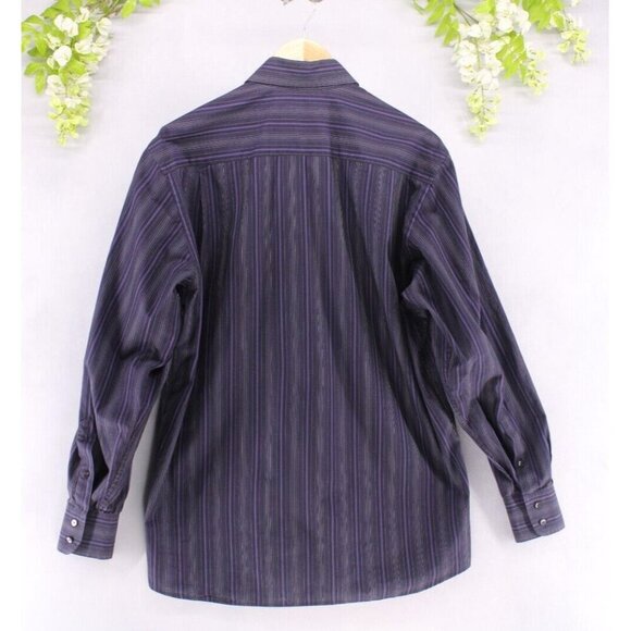 Dolce & Gabbana Men's Purple/Black Striped Classic Fit Long Sleeve Sz 16 - Picture 3 of 7
